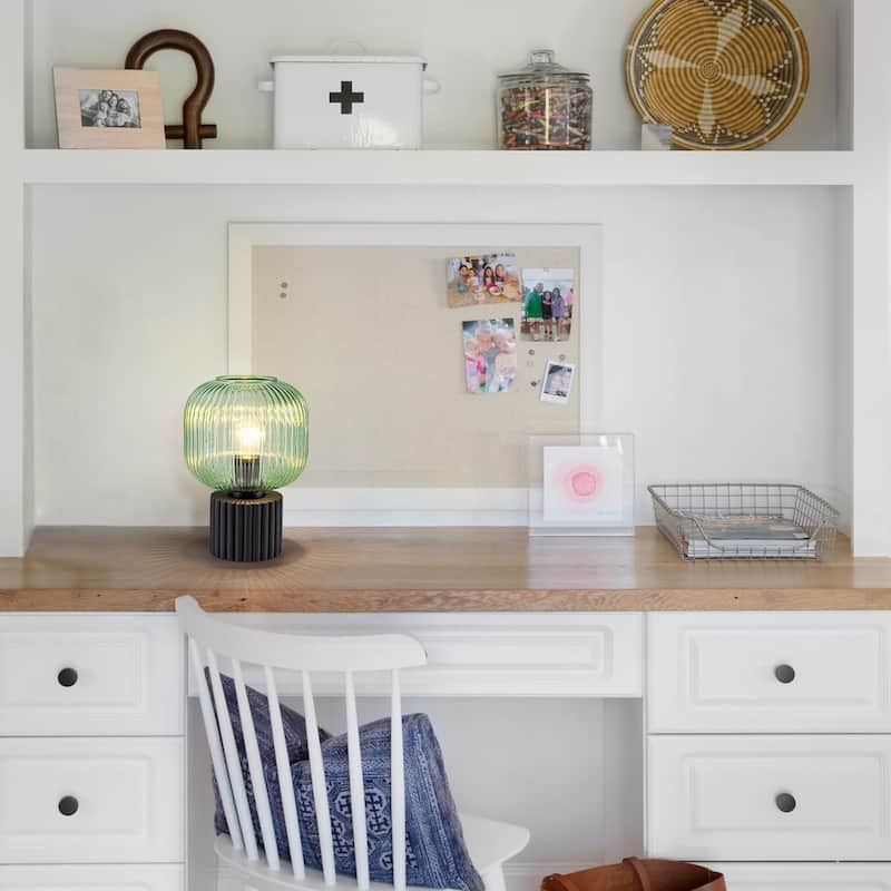 Modern & Contemporary 1-Light Green Accent Table Lamp with Glass Shape