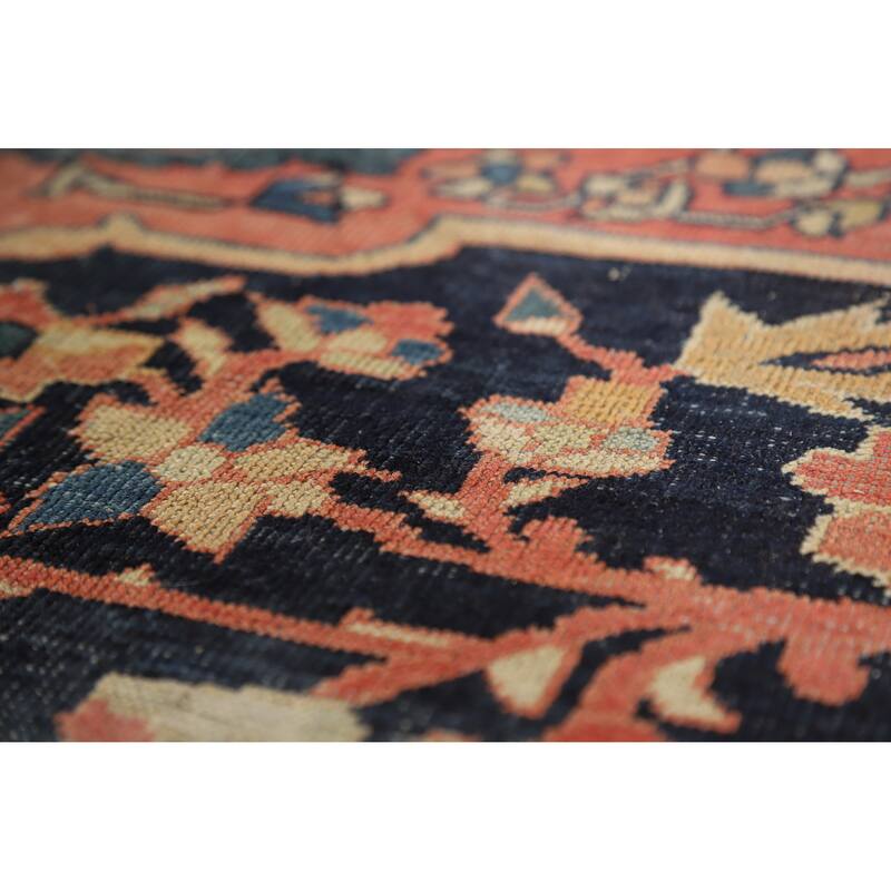 Hand Knotted Oriental 100% Wool Carpet Traditional Medallion Navy Blue & Blues Sarouk Area Rug - 11' 5'' X 8' 7''