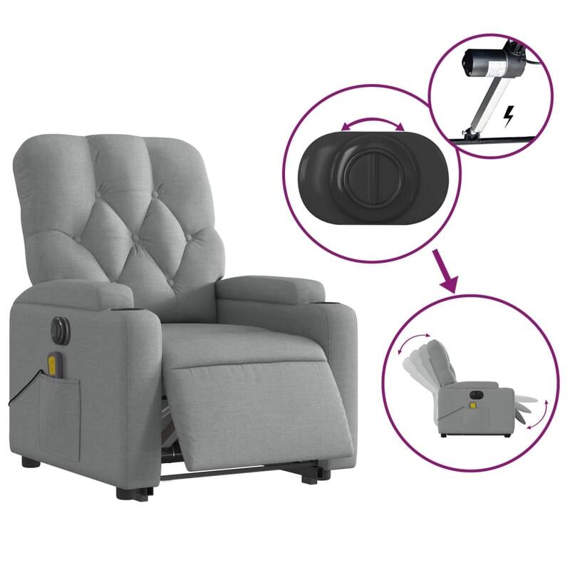 vidaXL Stand up Massage Recliner Chair Power Lift Wingback Armchair Fabric