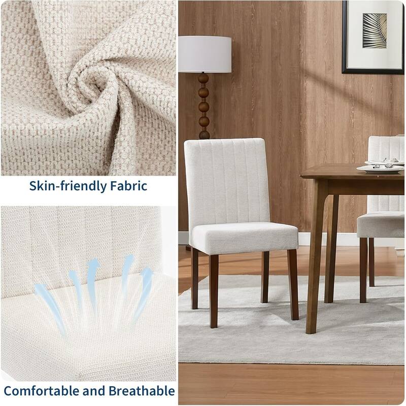 Set of 2 Modern Parsons Upholstered Dining Chairs for Dining Room, Cafe & Home