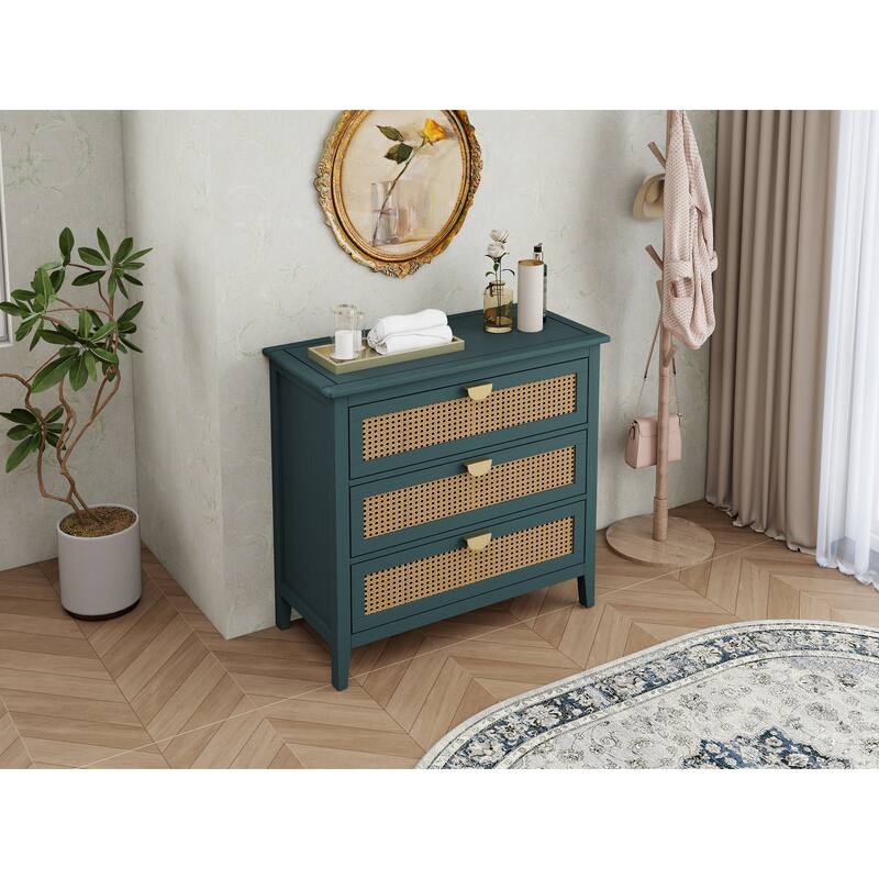Base Cabinet Decorative Cabinet with Semi-Circular Metal Handles, Chest of Drawers Display Cabinet with Non-Slip Feet