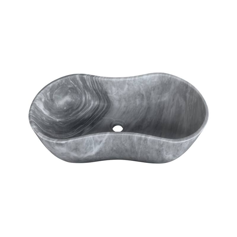 Roomfitters Marble Bathroom Vessel Sink, Natural Stone Countertop Wash Basin, Polished Oval Vanity Sink