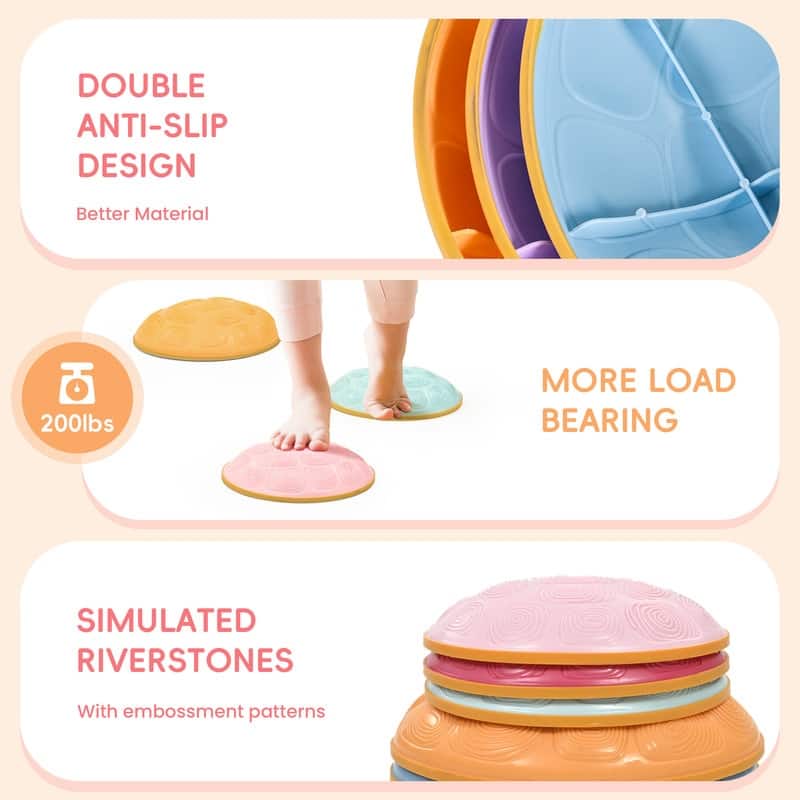 6 Pcs Turtle Balance Stones Kids Stepping Stones for Obstacle Course, Macaron