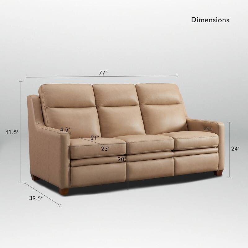 Genuine Leather Recliner Sofa 78" Triple-Motor Power Zero-Wall Reclining 3-Seat Sofa with USB&USB-C Port