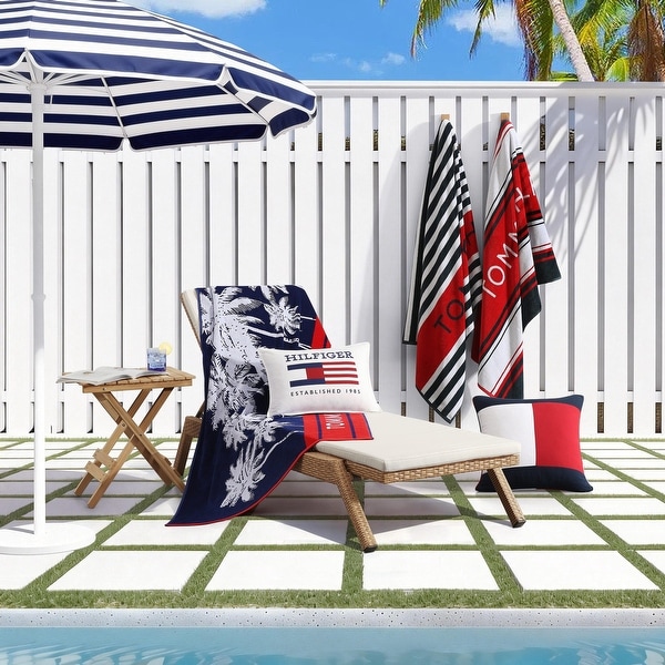 トミーフィルフィガー プールタオル Tommy Hilfiger Printed Cotton Beach Towel - 36 x 68 - Bed Bath