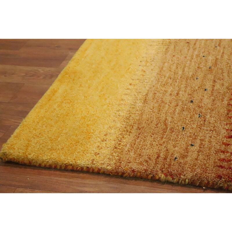 Hand Knotted Oriental 100% Wool Carpet Modern Stripe Multi-Colored Gabbeh Area Rug - 5' 10'' X 2' 9''