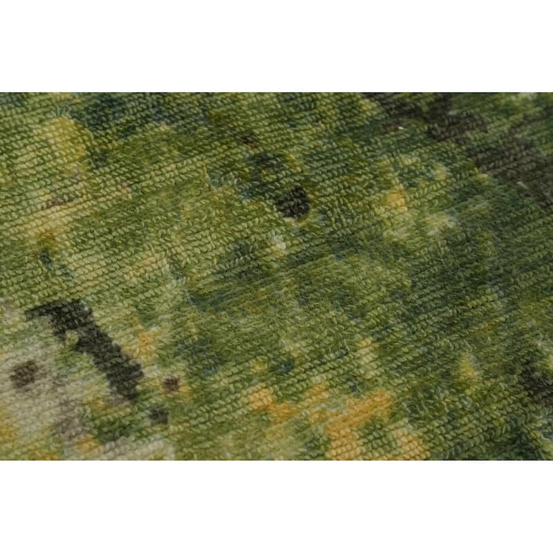 Hand-knotted Modern Silk Green Abstract Oriental Area Rug - 8' 0'' X 5' 0''