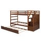 preview thumbnail 7 of 13, Wood Bunk Bed with Twin Trundle and 3 Storage Stairs, Walnut