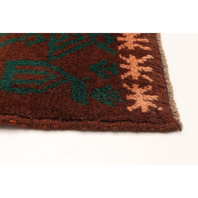 ECARPETGALLERY Hand-knotted Afghan Brown Wool Rug - 2'10 x 29'2