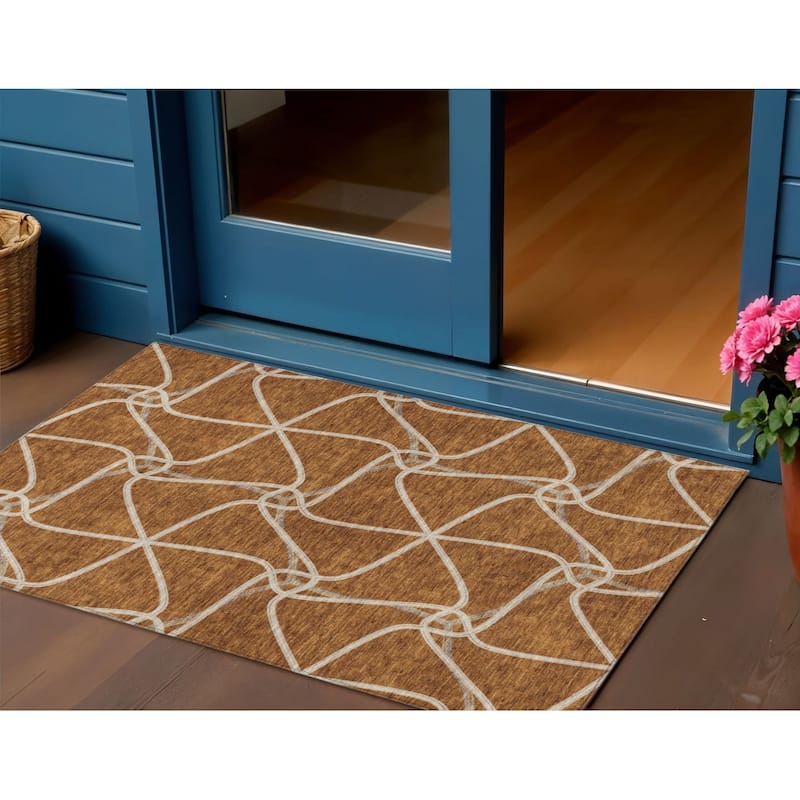 HomeRoots Geometric Contemporary Rectangle Outdoor Rug - 3' x 5'