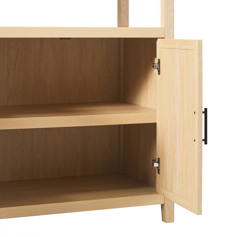 Walker Edison Modern Arched Bookshelf Cabinet with Reeded Doors