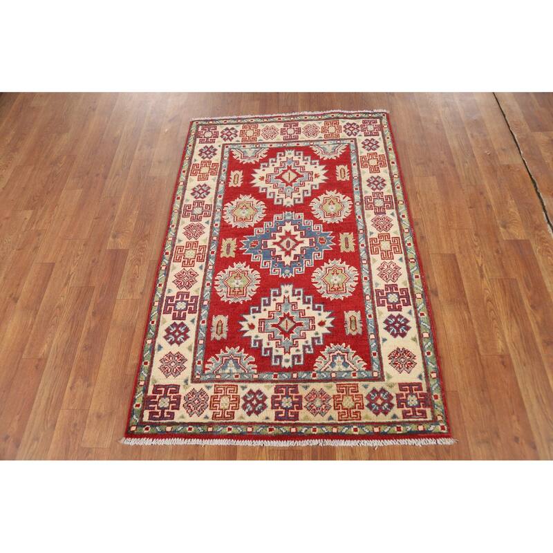 Red Kazak Foyer Rug Hand-Knotted Bedroom Wool Carpet - 2'9"x 4'3"