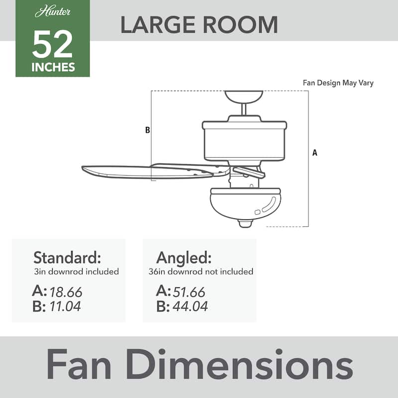 Hunter 52" Pro's Best Traditional Ceiling Fan with LED Light Kit and Pull Chain - DC Motor - ENERGY STAR!