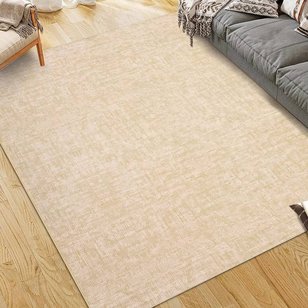 Modern Abstract Area Rug for Living Room, Throw Floor Carpet for Home Décor, Beige - 2' x 3'