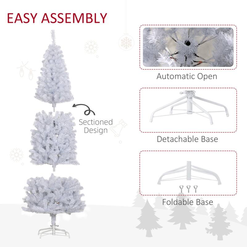 HOMCOM 6/7FT Black Christmas Tree with Stand, Xmas Slim Artificial Christmas Tree Small, Black Christmas Decorations