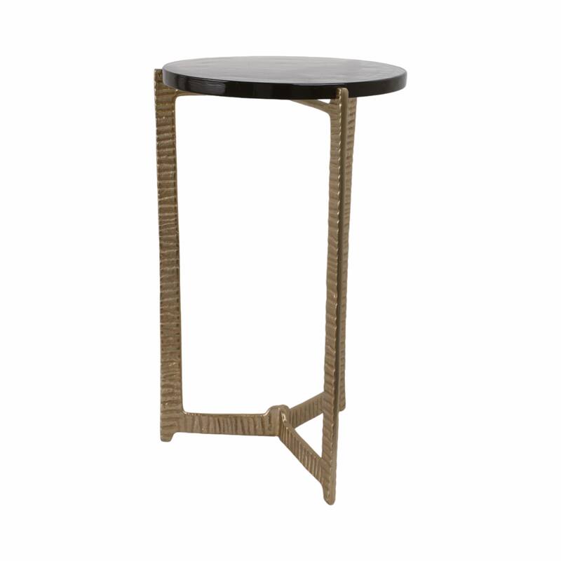 Side Table - Glass Top on Textured Metal Base, 22"