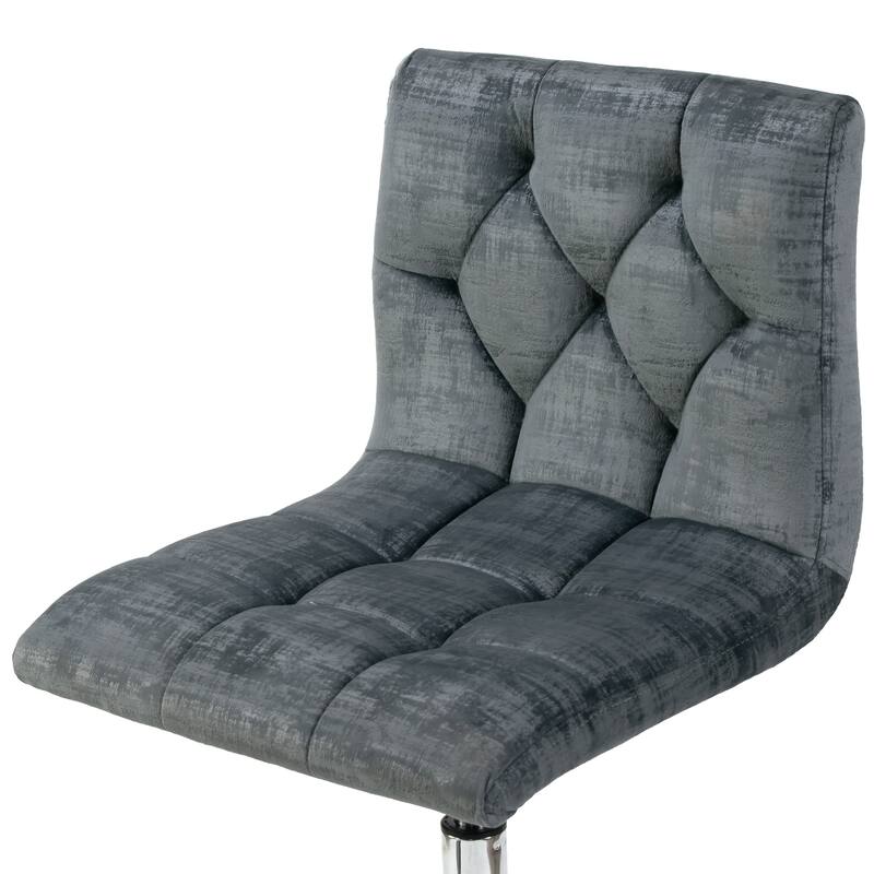 Amali Grey Velvet Adjustable Height Swivel Office Chair w/ Wheel Base