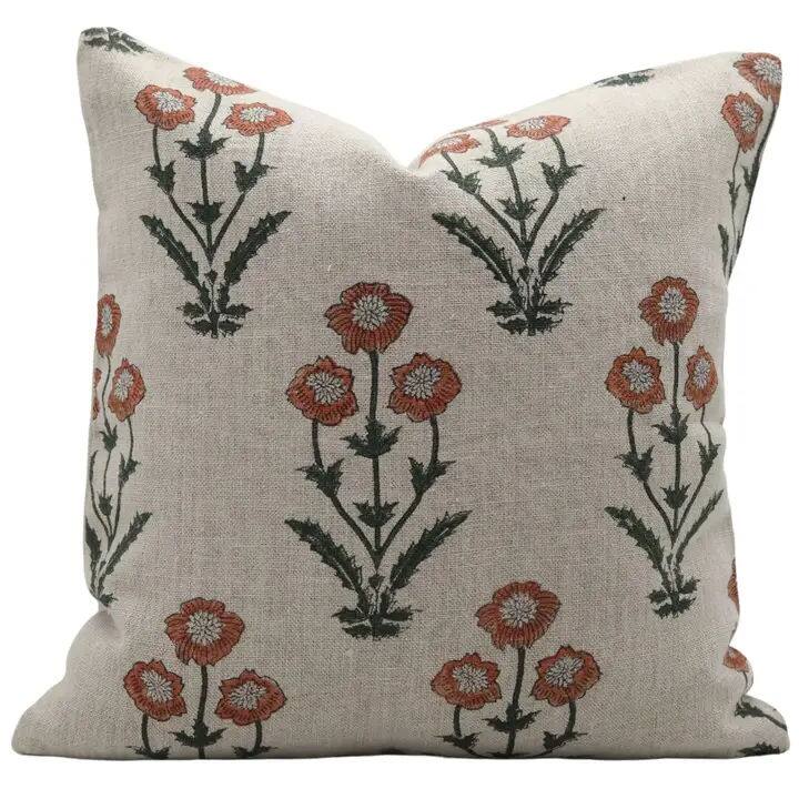 Decorative Hand Block Printed Thick Linen Pillow Cover by Fabdivine- Amitabh