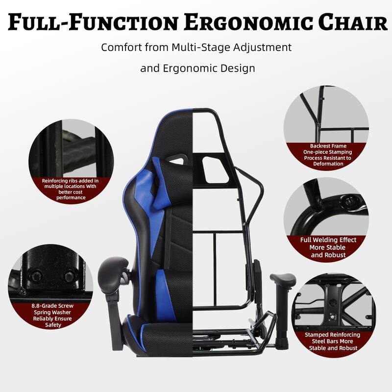 E-sports Gaming Chair Sports Car Driving Seat PU Material Moulded Sponge Comfortable and Safe With Massage