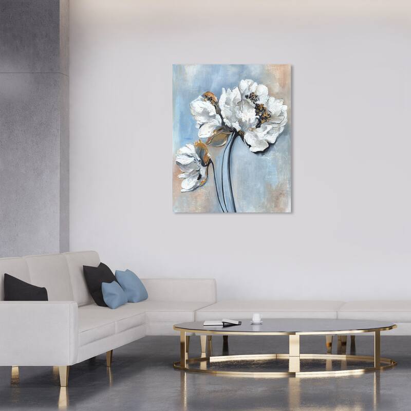 Wynwood Studio Canvas Floral and Botanical Vintage inspo White and French Country Wall Art Canvas Print - White, Gold - 36 x 30