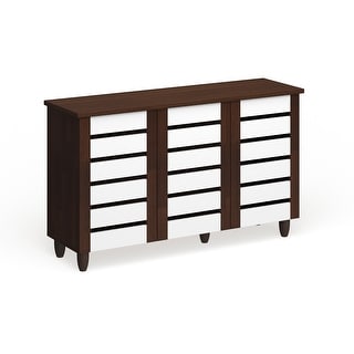 Porch & Den Harold Martin Brown/ White 3-door Shoe Cabinet