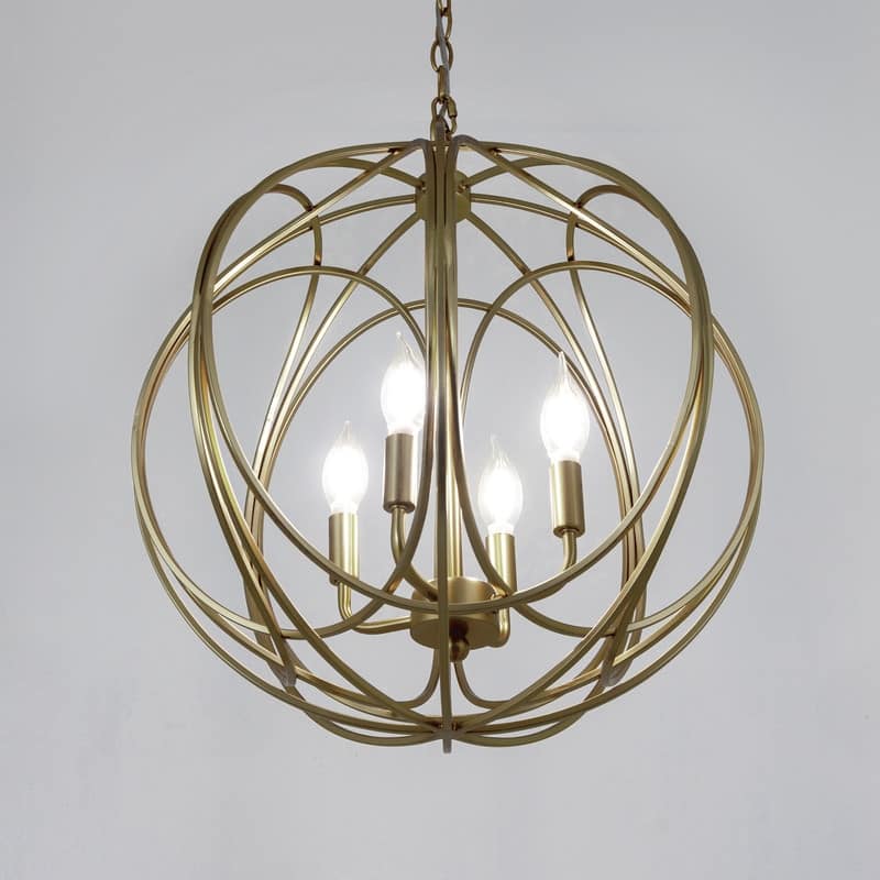 Yosemite Home Decor Satin Brass Metal/Stainless Steel Globe 4-light Chandelier - Satin Brass