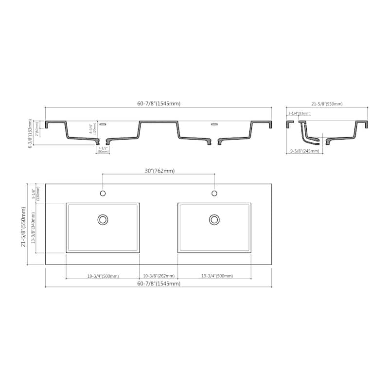Winslow 60" Double Bathroom Vanity Set