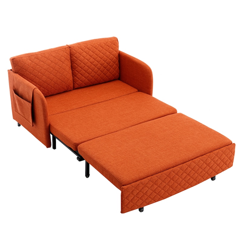 Modern Velvet Loveseat Couch with Pull Out Bed