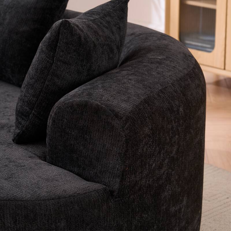 GDFStudio - Crescent-Shaped 67" Chenille Sofa with Self-Inflating Foam and Modular Design