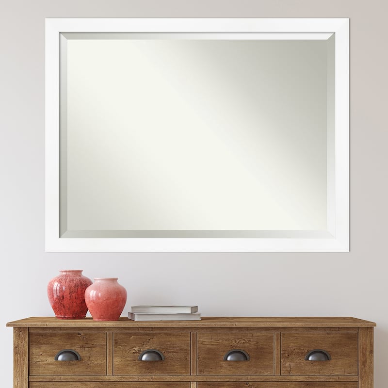 Beveled Wall Mirror - Cabinet White Narrow Frame - Cabinet White Narrow
