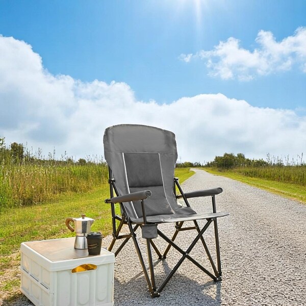 KISRAIS Collapsible Outdoor Chair, High Back, Cup Holder - Bed