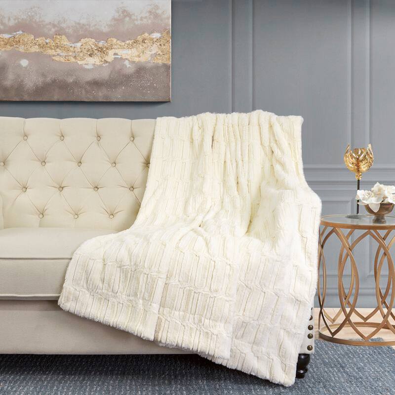 Oversized Saga Double Sided Fauxfur Throw, 60" x 80"