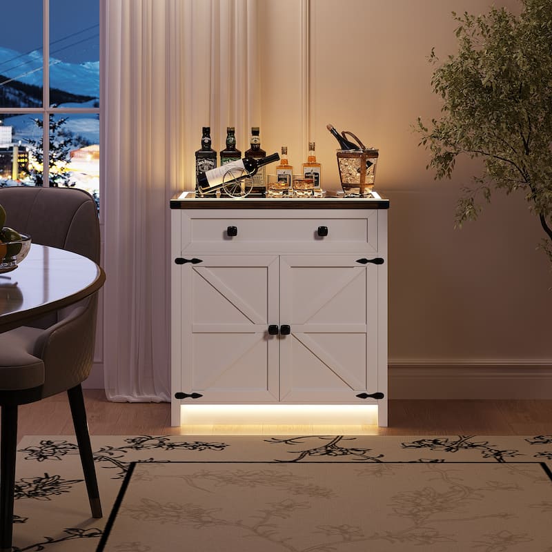 31.5" Wide Sideboard With Led Light - White