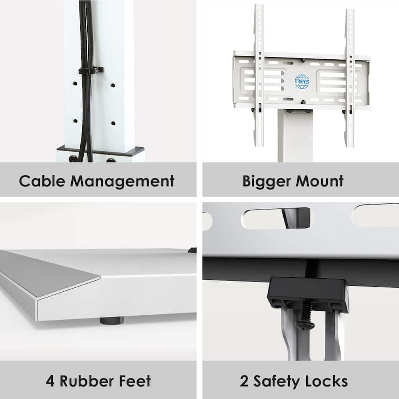 FITUEYES Metal Base Floor TV Stand for 27''-65'' inch TVs with Power Strip and Swivel
