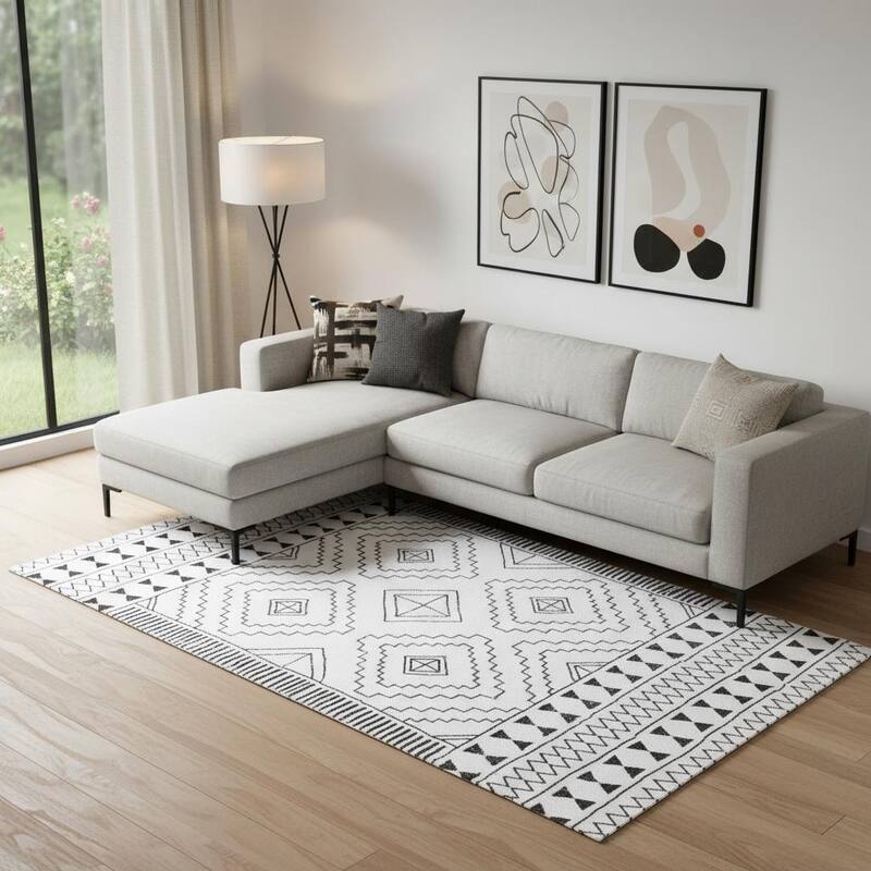 HomeRoots Moroccan Modern, Contemporary Rectangle Area Rug - 8' X 10'