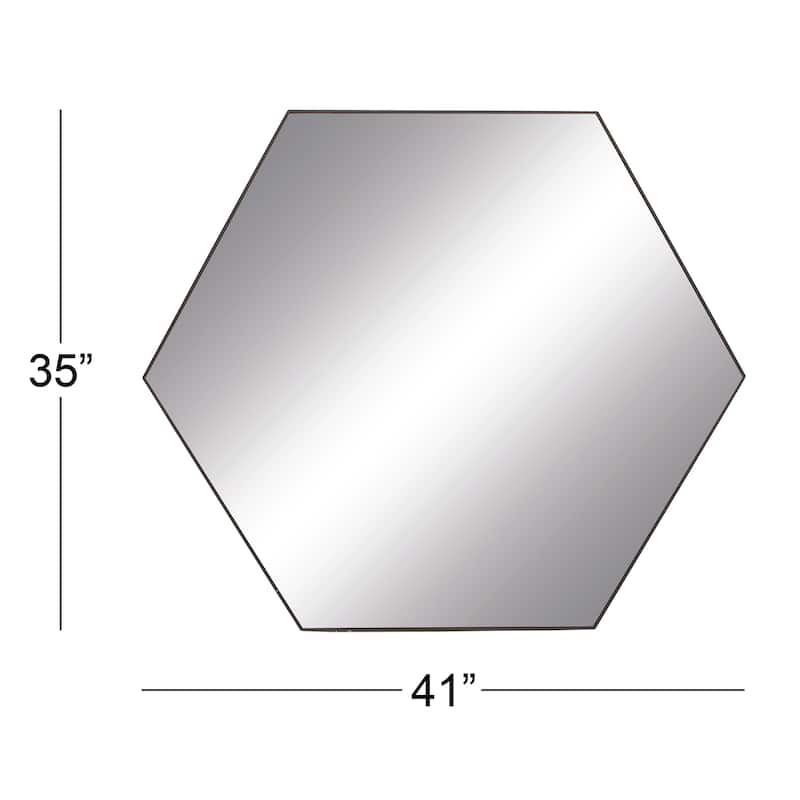 Contemporary Hexagon Wood Wall Mirror - Multiple Finishes and Sizes