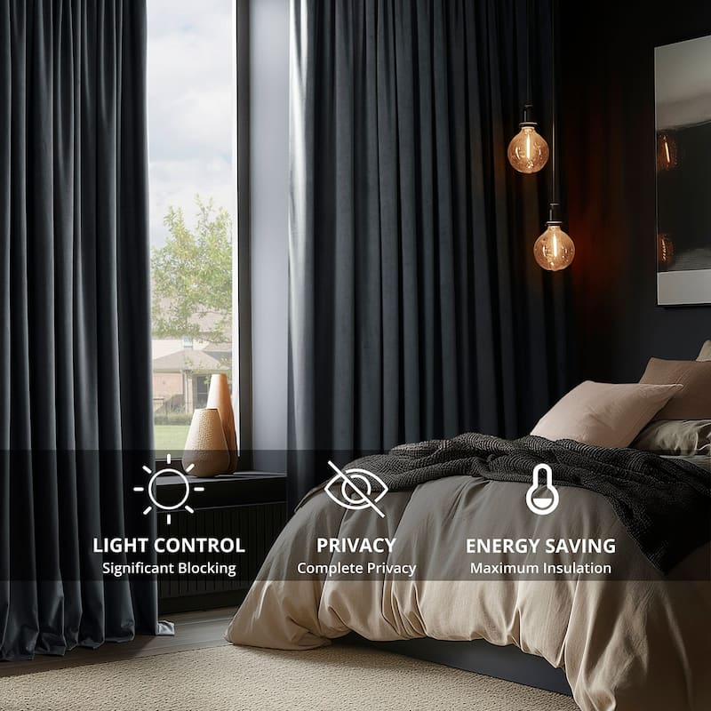 Exclusive Fabrics Signature Pleated Blackout Velvet Curtain (1 Panel)