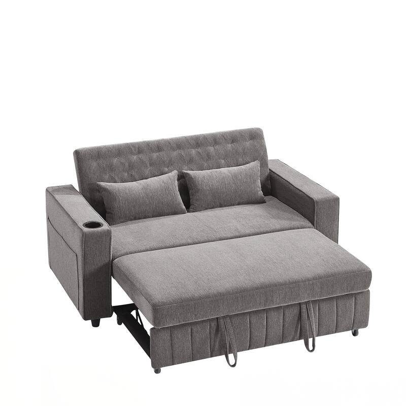 Pull-out Sofa Bed Convertible Couch Loveseat Sofa Modern Sleeper Sofa with Adjustable Backrest for Living Room