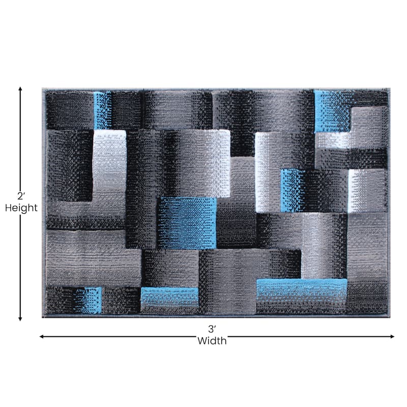 Modern Geometric Style Color Blocked Indoor Area Rug