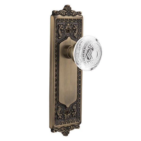 Nostalgic Warehouse EADCED_DD_NK Vintage Crystal Egg and Dart Dummy Door Knob Set with Egg & Dart Rose