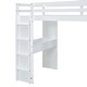 preview thumbnail 4 of 7, Full Size Loft Bed with Multi-Storage Desk, LED Light & Large Shelves, Solid Wood High Loftbed Frame with Safety Guard Rails