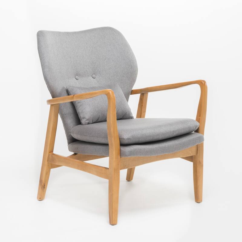 Modern 26.25" Upholstered Button Tufted Club Chair with Wood Legs for Living Room