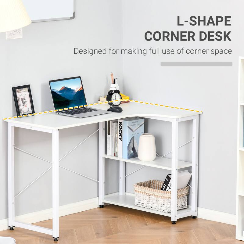 L-Shape Desk Computer Desk with 2 Side Shelves,Wide Workstation for Study