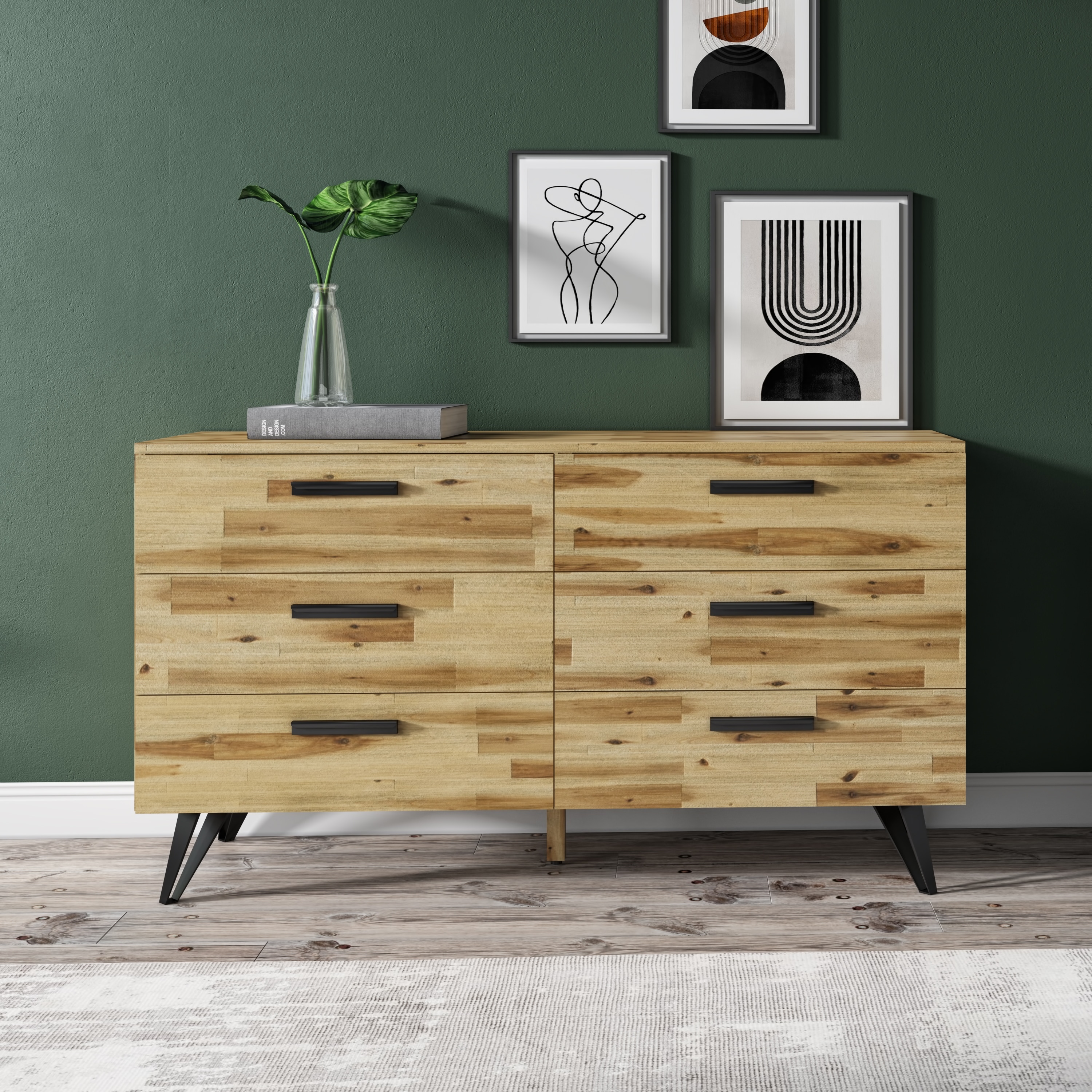 Modrest Sala Modern Light Wood Dresser Mirror Set Overstock 23507501