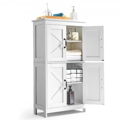 Freestanding Bathroom Cabinet with 4 Doors for Home Storage - 11.8 x 23.6 x 43.3 in