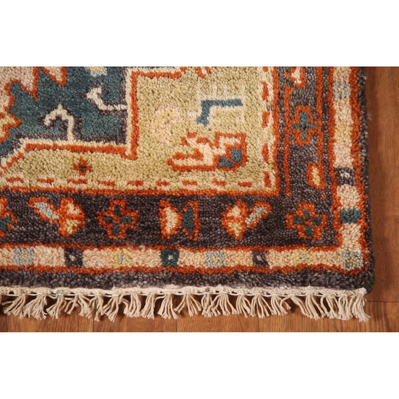 Traditional Green Kazak Runner Rug Hand-Knotted Wool Carpet - 2'6"x 10'0"