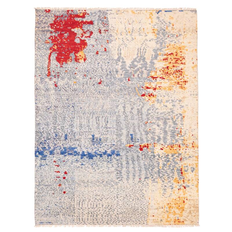 ECARPETGALLERY Hand-knotted Tangier Light Blue Wool Rug - 7'9 x 10'4