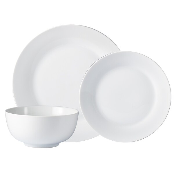 Dinnerware Set 12PCS Plain White Round Rim Aspen 12