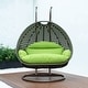 preview thumbnail 97 of 128, LeisureMod Modern 2-Person Egg Hanging Swing Chair with Beige Wicker, Oxford Fabric Cover, Patio Hammock Lounger and Cushions