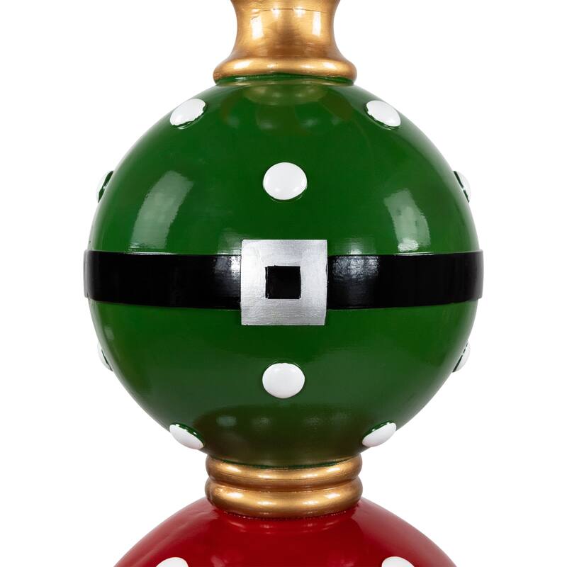 Ball Finial with Bell Base Commercial Size Christmas Decoration - 65" - Red and Green